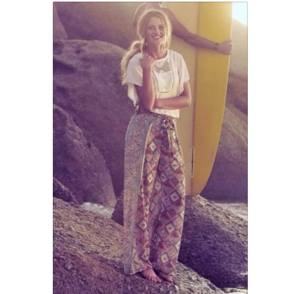 Anthropologie Elevenses Seaflower Wide Leg Pants Beach Pool Sz 2 Floral NWOT New